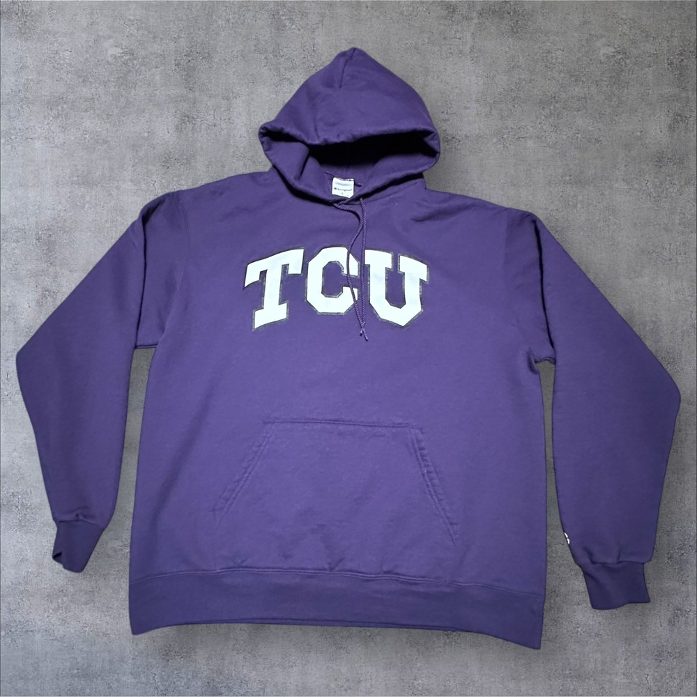 Champion TCU Horned Frogs Purple Pullover Hoodie‎ Sweatshirt Men's Large